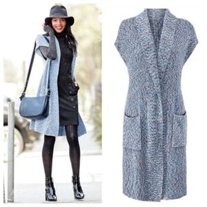 Cabi Love Carol Napa Vest Sleeveless Duster Cardigan Marled Knit Sz Small